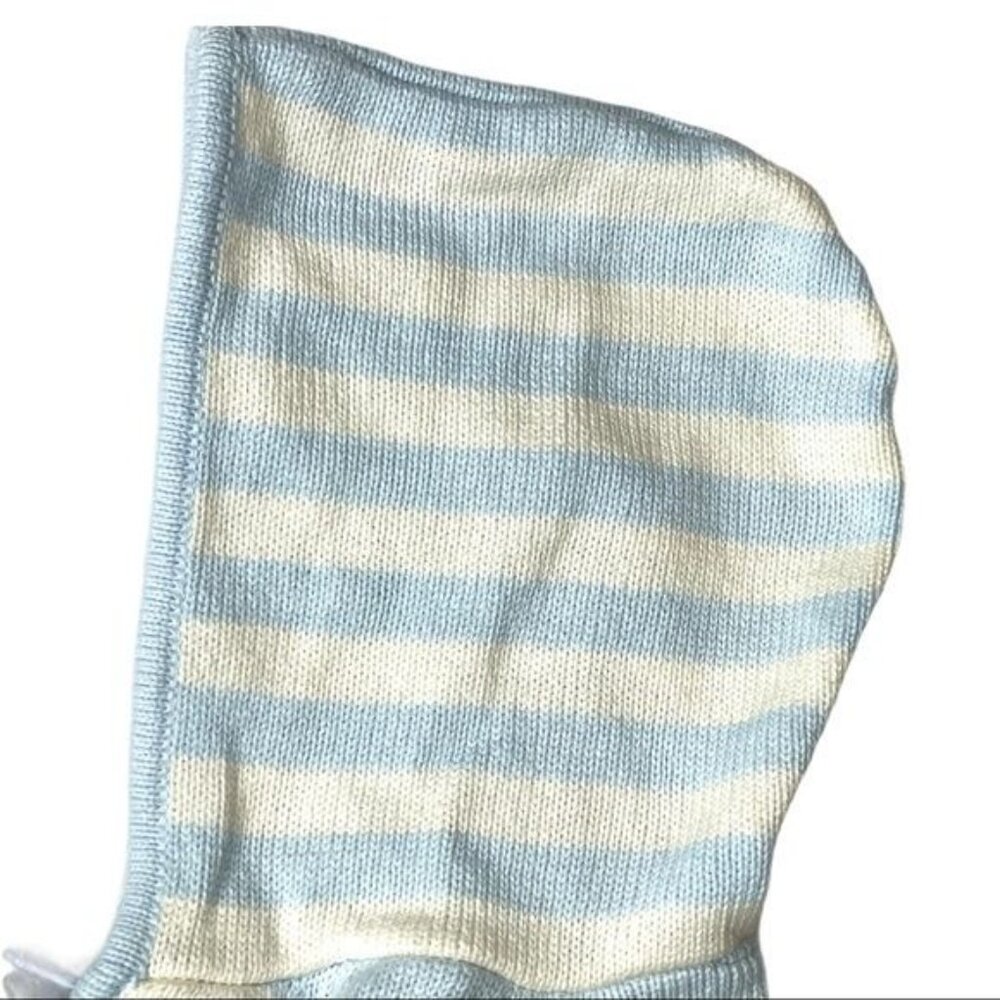 Carter's Blue/White Hooded Sweater Zip Front Baby 9M Cozy Classic Casual - Picture 8 of 13